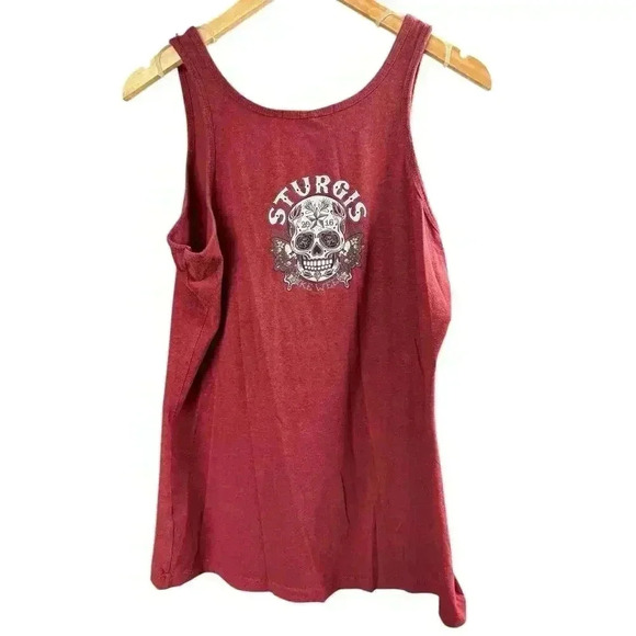 Sturgis Bike Week Skull & Bones Tank Top  Burgundy Size 2XL - Picture 5 of 9